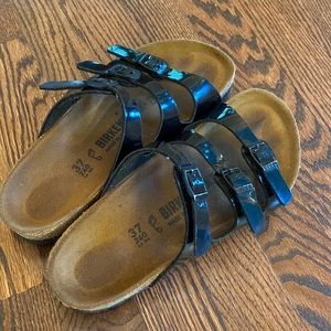 Black patent Birkenstock Sandals. Size 37